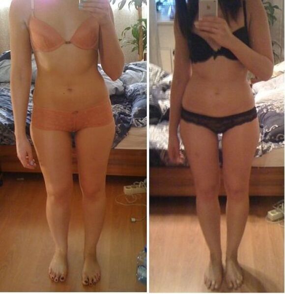 Dievča pred a po schudnutí na japonskej diéte za 14 dní